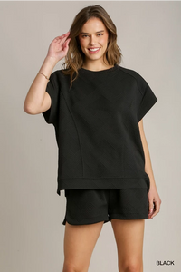 Umgee oversized crisscross sweatshirt top