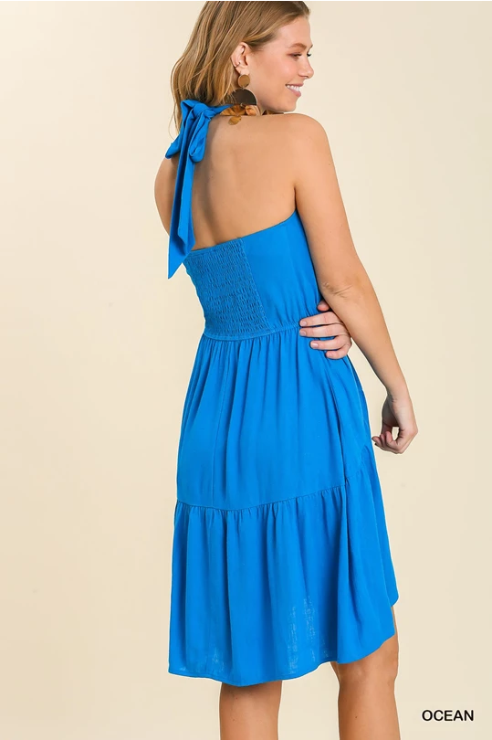 Umgee turquoise halter dress