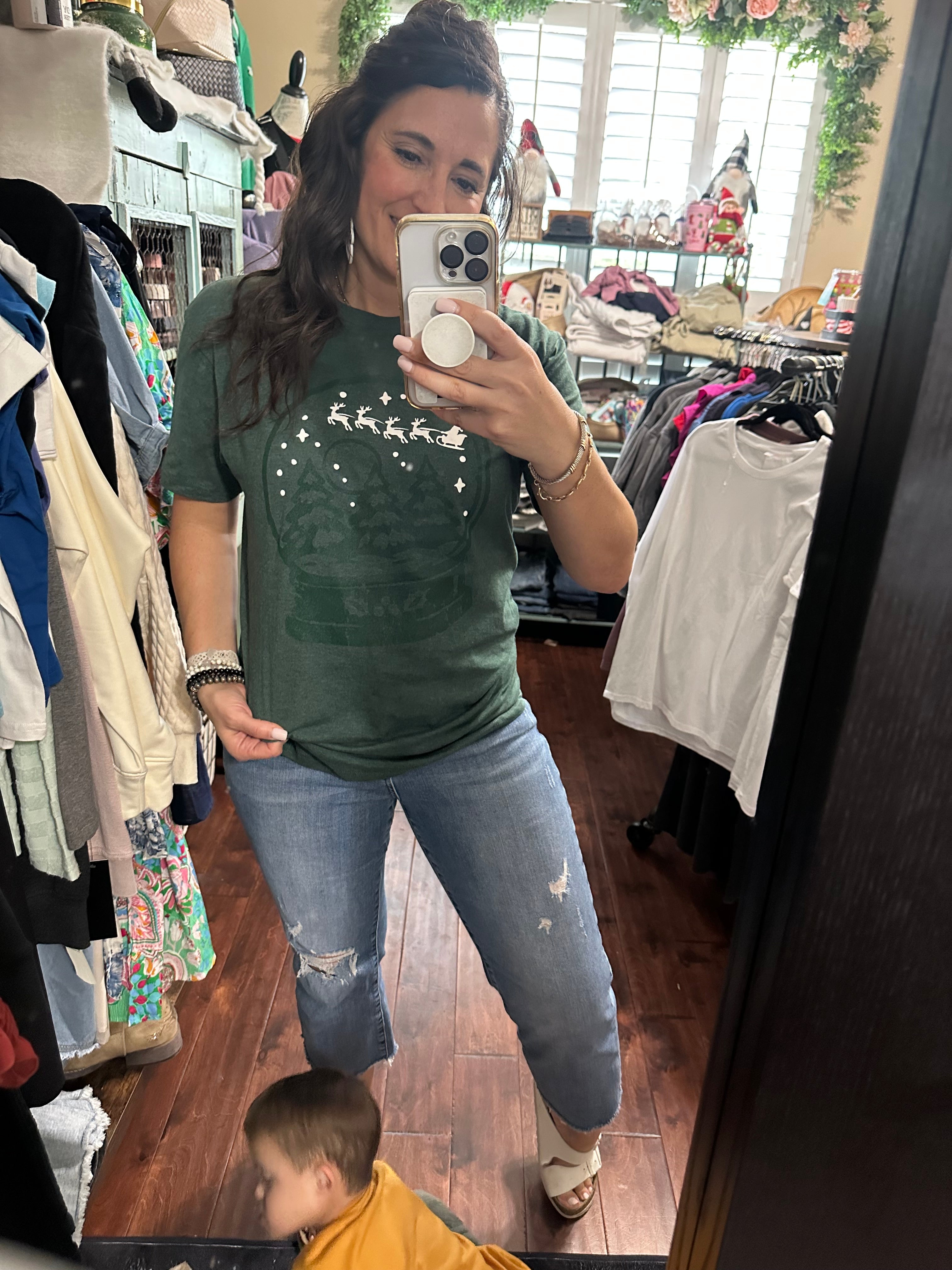 Shadow holiday snow globe shirt