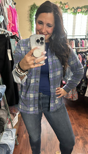 Plaid button up/ shacket/