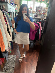 Mom crop with cuff sleeve