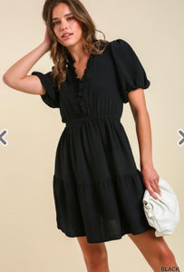 Umgee black short sleeve vneck dress