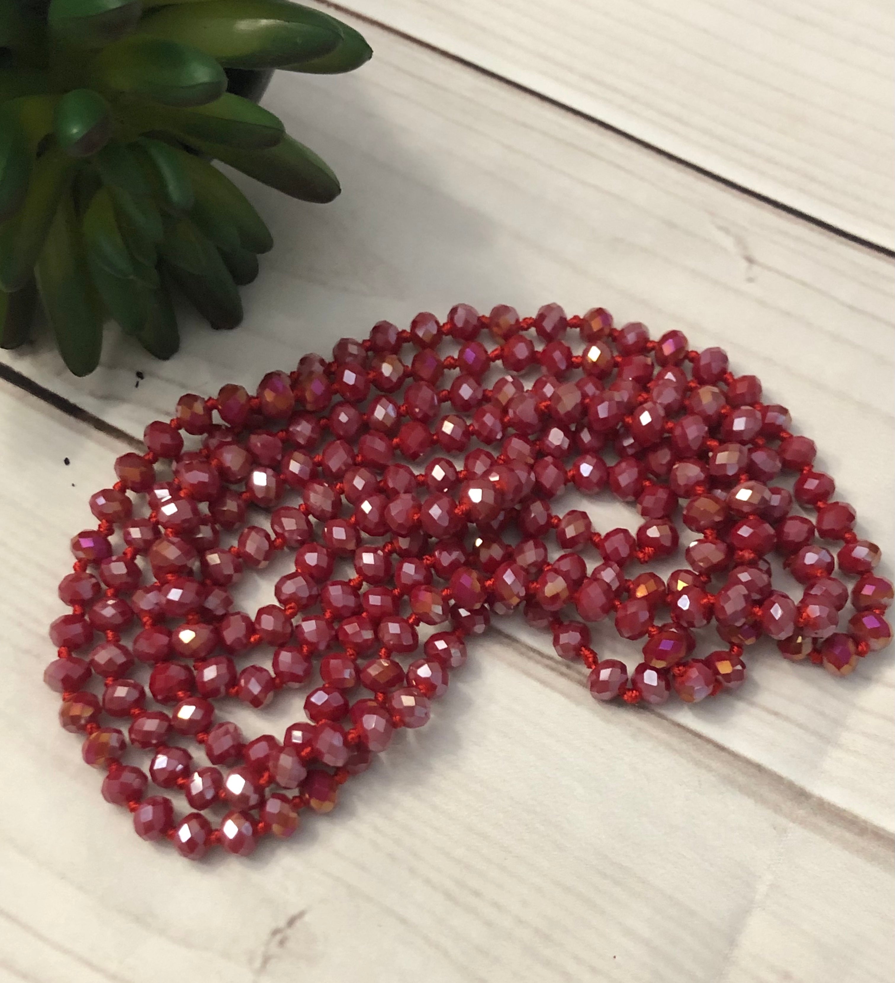 Beaded Necklace- red