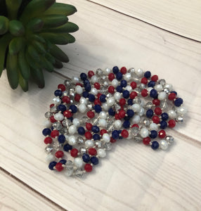 Beaded Necklace- red, white, blue