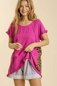 Umgee pink leopard top