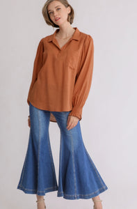 Umgee red clay collar top