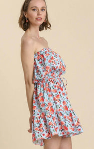 Umgee floral strapless dress/ cover up