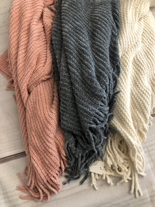 Fringe chenille shawl