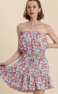 Umgee floral strapless dress/ cover up